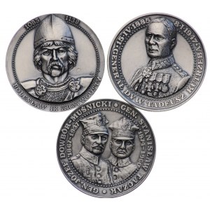 Bolesław III Krzywousty, Gen. Józef Dowbór - Muśnicki and Gen. Stanisław Taczka, Maj. Gen. Tadeusz Kutrzeba 1988 - set of 3 pcs.