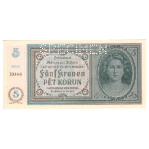 Protectorate of Bohemia and Moravia, 5 Korun (1940) - SPECIMEN
