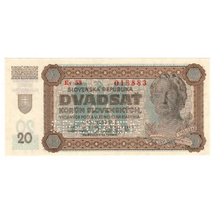 Słowacja, 20 Korun, 1942 SPECIMEN