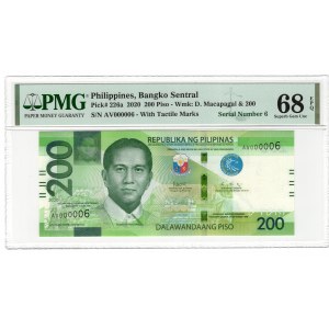 Philippines, 200 Piso, 2020 - very low AV number 000006