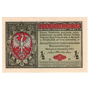Poland, 1/2 Polish mark 1916, General, Series B