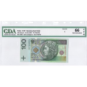 Poland, 100 zloty 1994, YB series - replacement