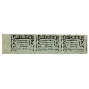 Piotrków Trybunalski, fragment arkusza, 3 x 2 kopiejki 1914