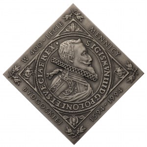 Polska, medal na 400-lecie mennicy bydgoskiej, 1994, Warszawa - nakład 410 sztuk