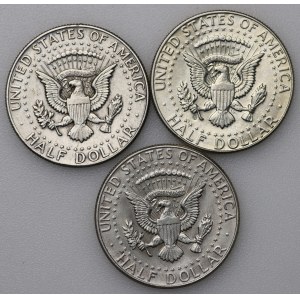 United States of America (USA), 1/2 dollar 1964 - set of 3 pieces