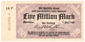 Germania, Baden, 1 milione di marchi 1923, Mannheim