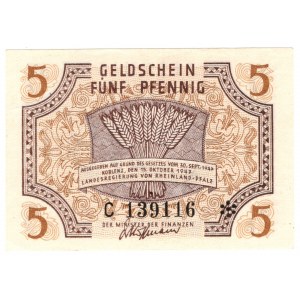 Germany, Allied Occupation, Rheinland-Pfalz, 5 pfennig 1947