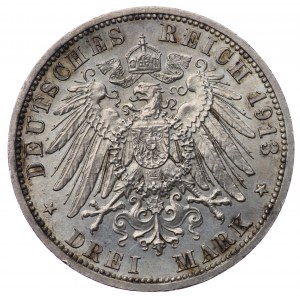 Niemcy, Królestwo Prus, Wilhelm II, 3 Marki Berlin 1913 A