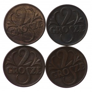 Poland, Second Republic, 2 pennies - set of 4 ztuk
