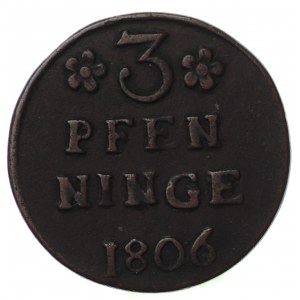 Pomorze, Gustaw IV Adolf, 3 fenigi 1806, Strzałów