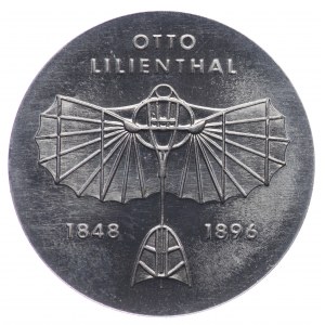 Niemcy, 5 marek 1973, Otto Lilienthal - jednostronna odbitka w aluminium, nakład 300 sztuk