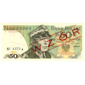 Polska, PRL, 50 złotych 1975, WZÓR - No 1373*, seria A 0000000