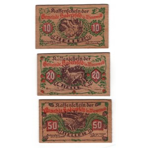 Austria (Hadersfeld), 10, 20, 50 heller 1920 (drewniane) - zestaw 3 sztuk, RZADKOŚĆ