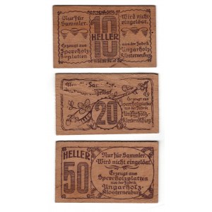 Austria (Hadersfeld), 10, 20, 50 heller 1920 (drewniane) - zestaw 3 sztuk, RZADKOŚĆ