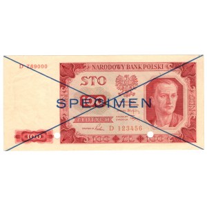 Poslka, 100 zloty 1948, series D - SPECIMEN - blue overprint
