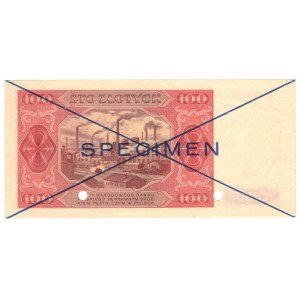 Poslka, 100 zloty 1948, series D - SPECIMEN - blue overprint