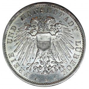 Niemcy, Miasto Lubeka, 3 Marki Berlin 1913 A
