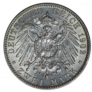 Niemcy, Saksonia, Albert, 2 marki pośmiertne 1902 E, Muldenhütten
