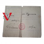 18 Białostocka Dywizja Piechoty podpisy generałów Wolnger i Dąbrowski 1921 zaświadczenie oficera o przebytym kursie