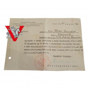Border Guard transfer to Customs Office 1929 signature Karol Dziekanowski