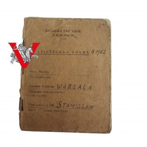 Polskie Siły Zbrojne na Zachodzie Legitymacja Książeczka Żołdu , w armii od 1940