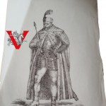 King Stefan Batory Full Figure in Armor with Saber Great Signed Graphic 19th Century