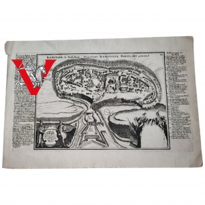 Kamieniec Podolski Fortress from a bird's eye view 17th century copperplate BEAUTIFUL