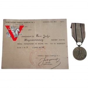 BARDZO RZADKA POZYCJA Medal Pamiątkowy za Wojnę 1918-1921 Kobieta Sanitariuszka OBRONA LWOWA Legitymacja z podpisem Generała