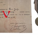 BARDZO RZADKA POZYCJA Medal Pamiątkowy za Wojnę 1918-1921 Kobieta Sanitariuszka OBRONA LWOWA Legitymacja z podpisem Generała