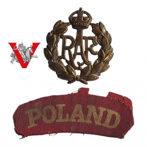LOTNICTWO PSZ LONDYN Odznaka RAF i Napis Poland po Lotniku Oficerze