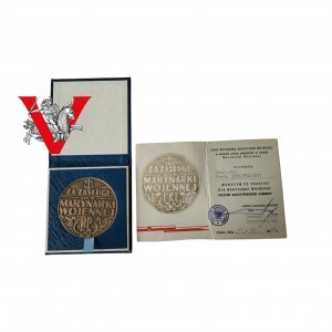 Marynarka Wojenna Medal za Zasługi dla MW RP legitymacja Chorąży podpis Admirała 1991 r