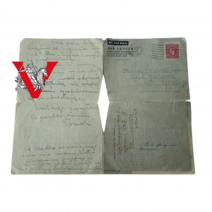 Lotnictwo i Marynarka Wojenna List z Bazy RAF 300 Dywizjon Bombowy na ORP Garland 1944