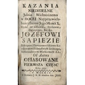 Adam Abramowicz, Pamokslai vyskupui Sapiegai, 1753