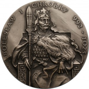 SREBRO 925 - Medal serii Królowie Polski - Bolesław I Chrobry - PTAiN Koszalin - nakład 25 szut