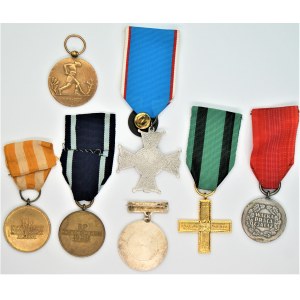 Zestaw odznaczeń 7 sztuk m.in. medal Dziesięciolecia Odzyskanej Niepodległości 1928