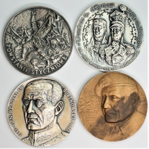 Zestaw 4 medali - Bortnowski, Maczek, Powstanie Styczniowe, Twórcom Hymnu Narodowego