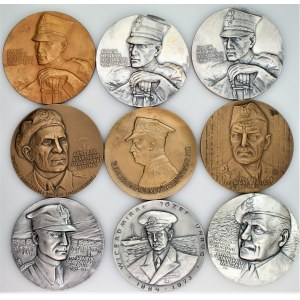 9 sztuk medali - Sosabowski, Unrug, Sucharski, Berling, Maczek, Sikorski