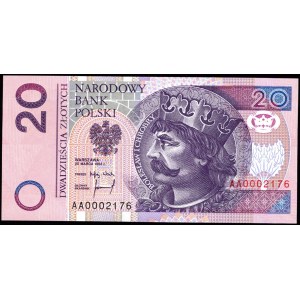 20 złotych 1994 - AA 0002176 - druk TDLR Londyn