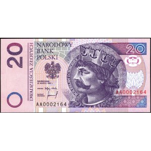 20 złotych 1994 - AA 0002164- druk TDLR Londyn