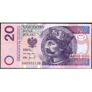 20 złotych 1994 - AA 0002138 - druk TDLR Londyn