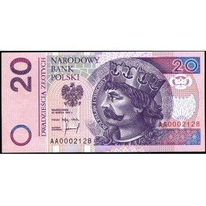 20 złotych 1994 - AA 0002128 - druk TDLR Londyn