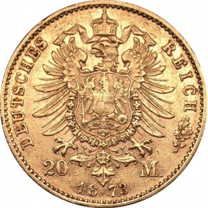 NIEMCY - Ludwik II - 20 marek 1873 D - Bawaria - złoto Au900