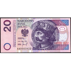 20 złotych 1994 - AA 0003422 - druk TDLR Londyn