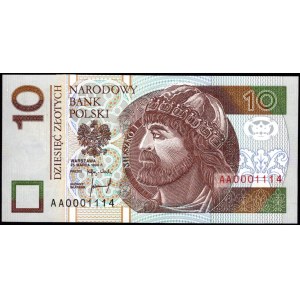 10 złotych 1994 - AA 0001114 - druk TDLR Londyn