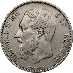 BELGIA - Leopold II - 5 franków 1870