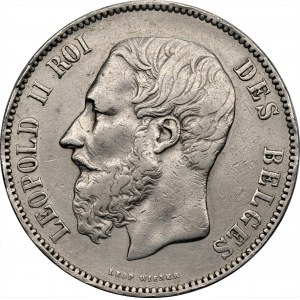 BELGIA - Leopold II - 5 franków 1875