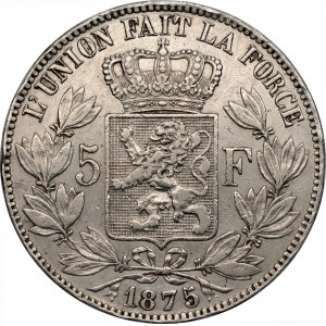 BELGIA - Leopold II - 5 franków 1875