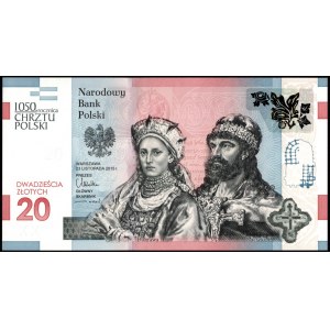 20 złotych 2015 - 1050 Rocznica Chrztu Polski - niski numer seryjny 0000327