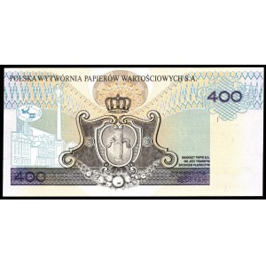 400 złotych 1996 - banknot studyjny PWPW - bez nadruków