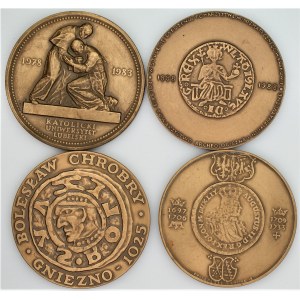 Zestaw 4 medali 70 mm - m.in. Katolicki Uniwersytet Lubelski + Korski